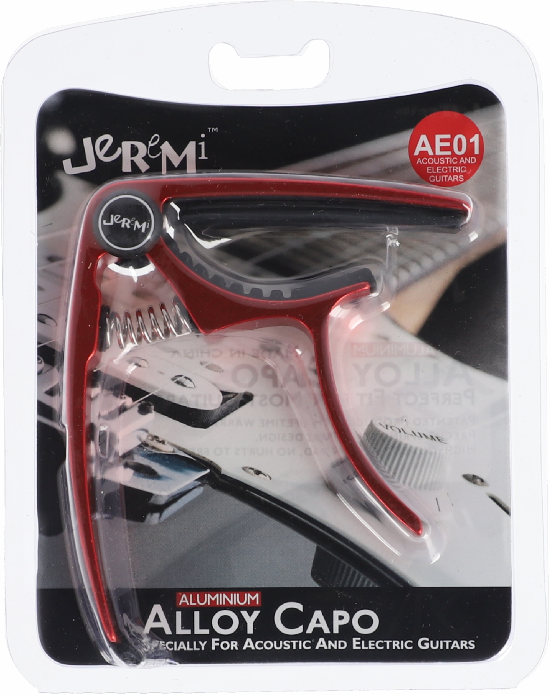 Kapodaster do gitary akustycznej elektrycznej JEREMI AE01 Czerwony