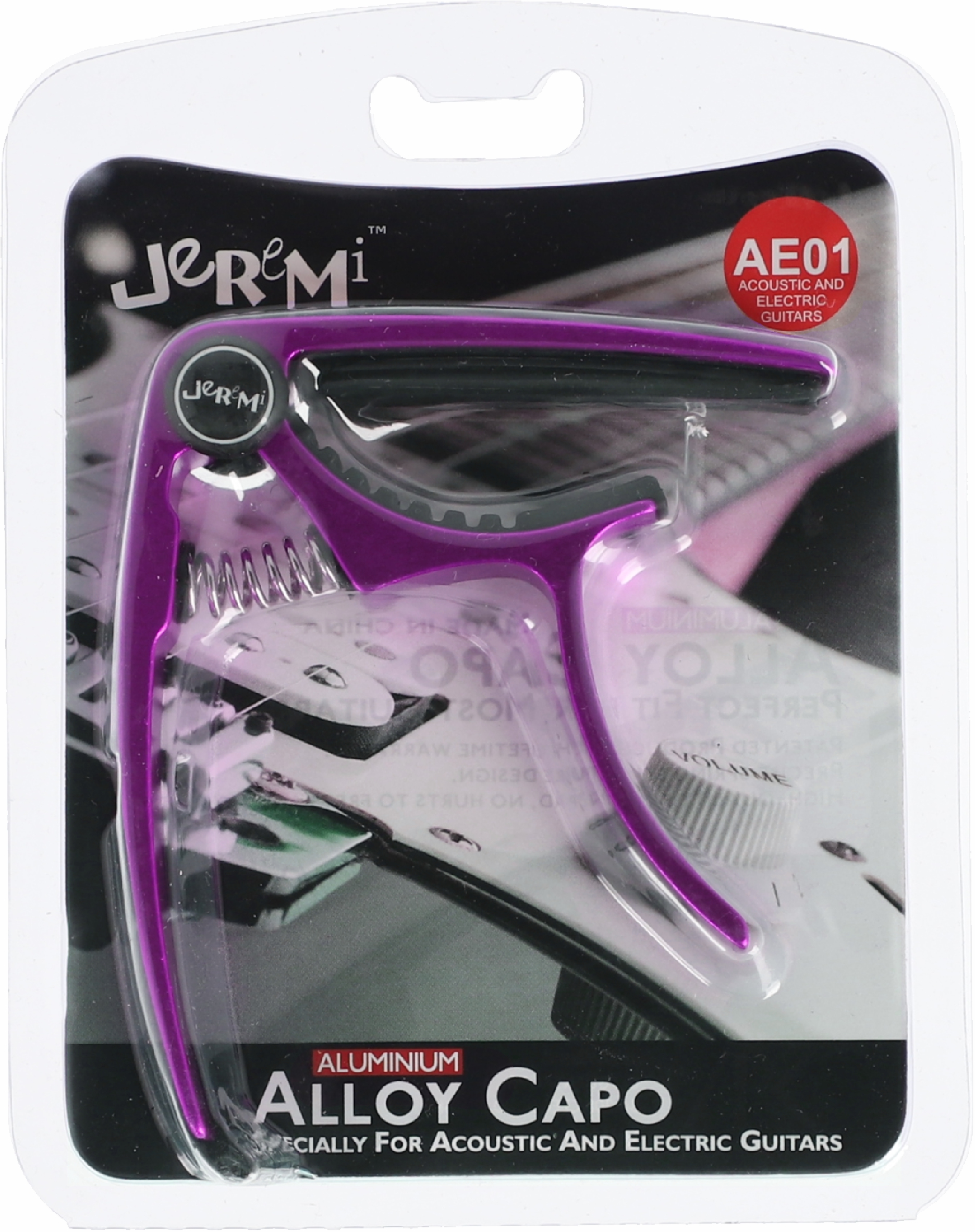 Kapodaster do gitary akustycznej elektrycznej JEREMI AE01 Fioletowy