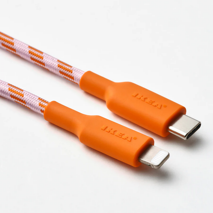 Kabel przewód USB-C Lightning MFi 3A 1,5m 480Mb/s szybki pomarańcz LILLHULT