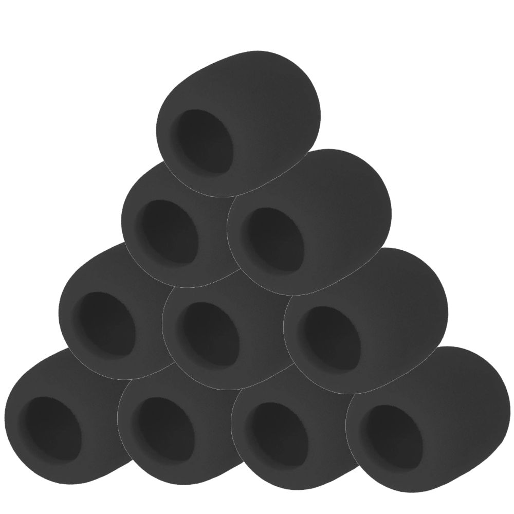 Uniwersalna owiewka osłona przeciwwietrzna gąbka na mikrofon CZARNA 10 szt.