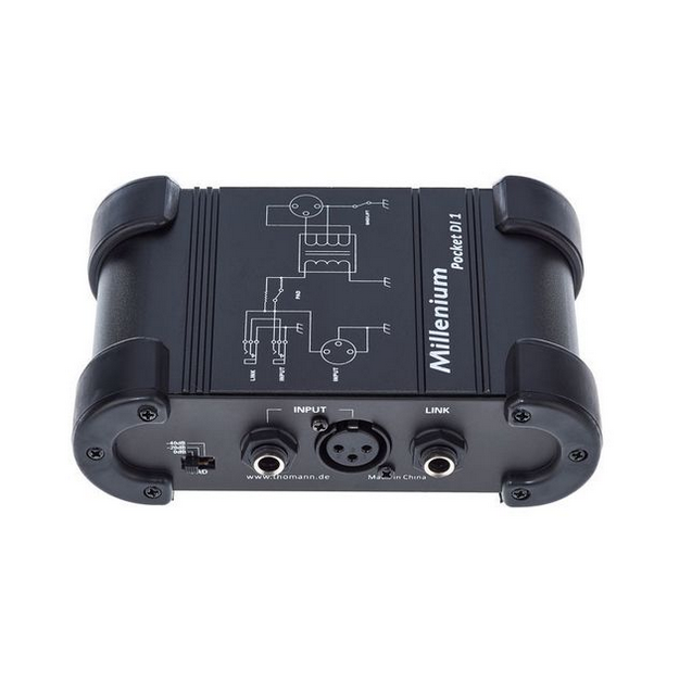 Pasywny DI Box Millenium Pocket DI 1 z PAD i Ground-Lift wejścia XLR/Jack