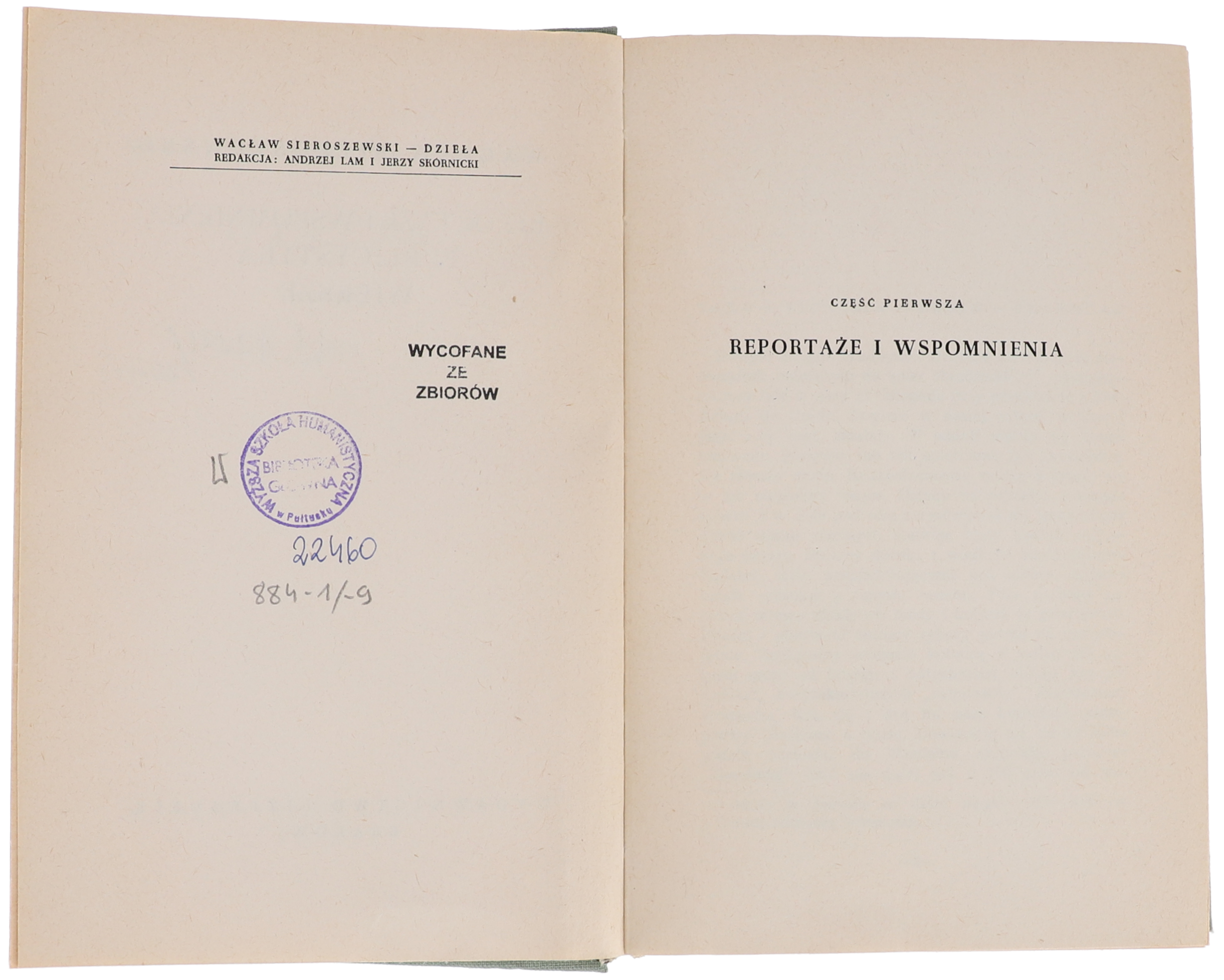 W.Sieroszewski Reportaże i wspomnienia Dzieła 1963