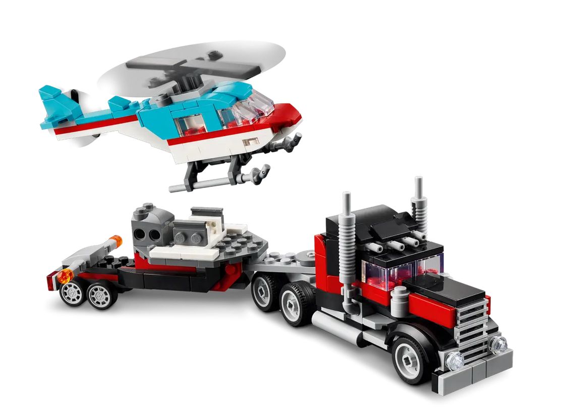 LEGO Creator 3w1 Tir ciężarówka z platformą i helikopterem 31146