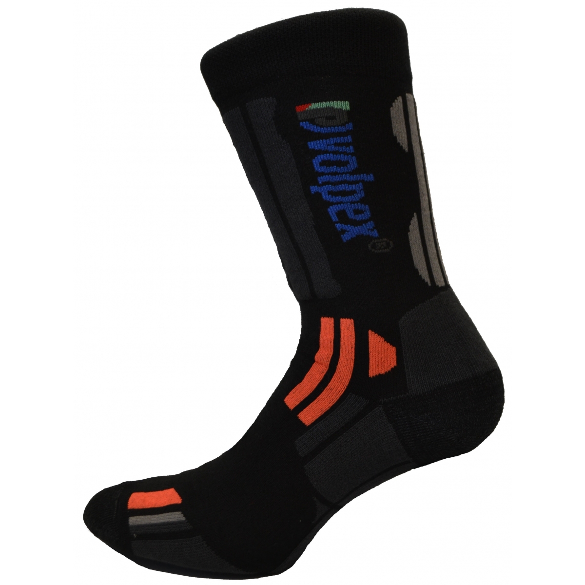 Skarpety robocze bawełniane wzmacniane kevlar 43-46 czarno-szare-pomarańcz