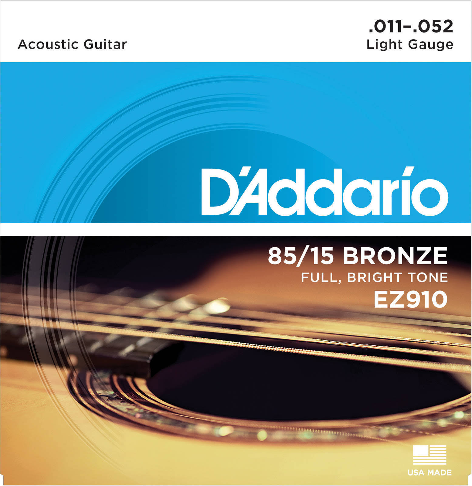 Struny do gitary akustycznej akustyka 85/15 Bronze Daddario EZ910 11-52