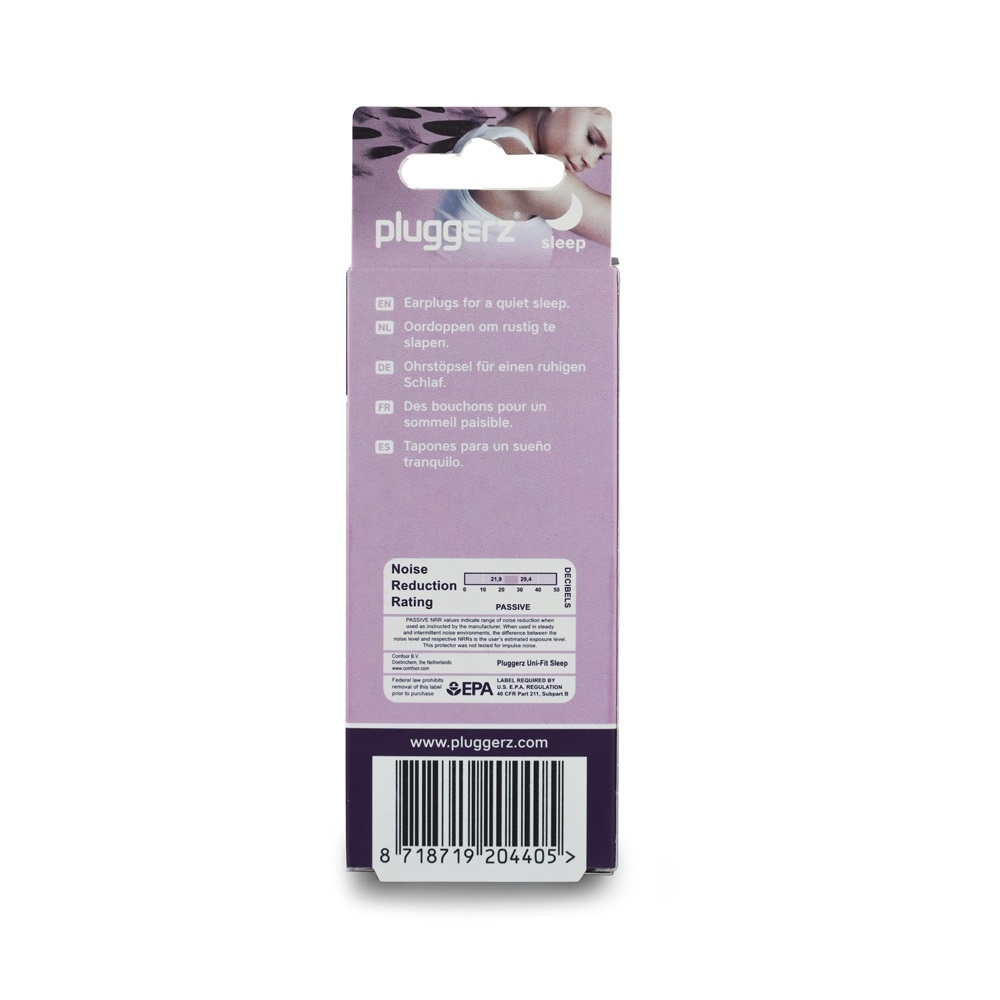 Zatyczki stopery do uszu ochronniki słuchu do spania Pluggerz Uni Fit Sleep 4 szt. 27 dB
