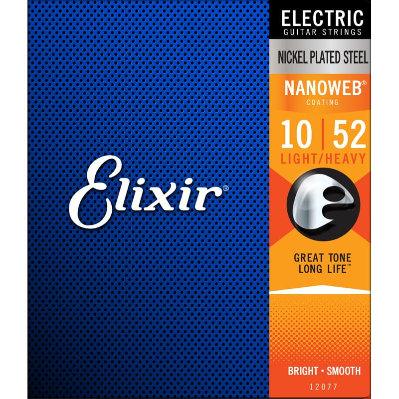 Struny do gitary elektrycznej Elixir 12077 Nickel NANOWEB Coating 10-52