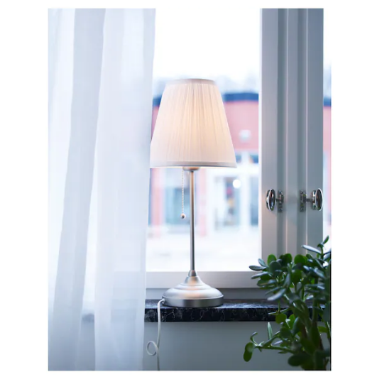 Lampa na stół Arstid lampka nocna niklowana IKEA