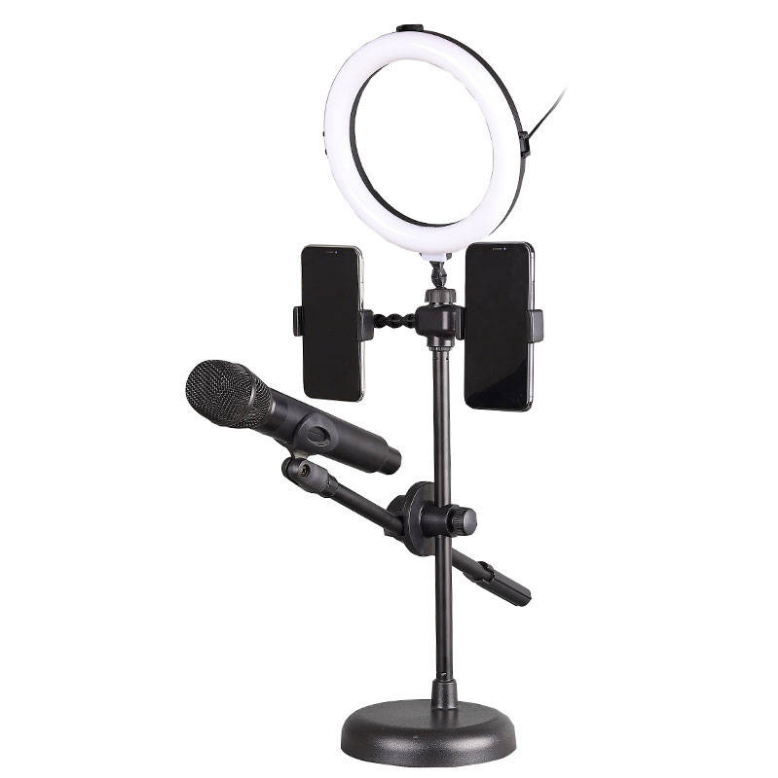 Statyw na mikrofon smartfon lampa LED Ring do telefonu Kaline R-123