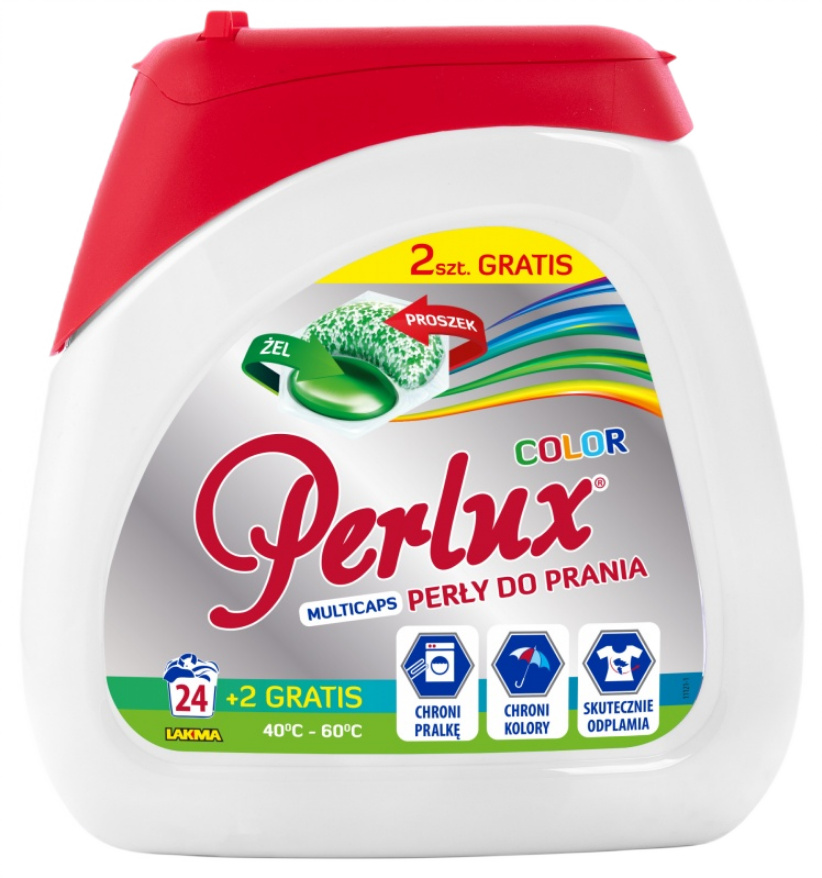 Perły kapsułki do prania do koloru ochrona koloru odplamiające 24szt PERLUX