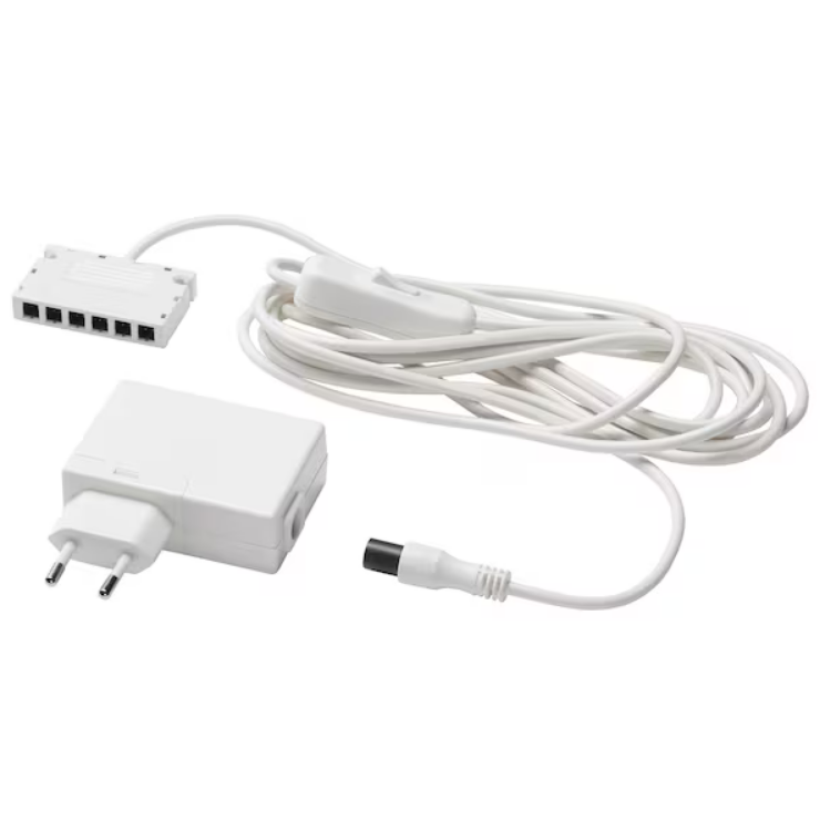 Sterownik LED z przewodem 6 wejść listwy oświetlenie 19W IKEA ANSLUTA biały