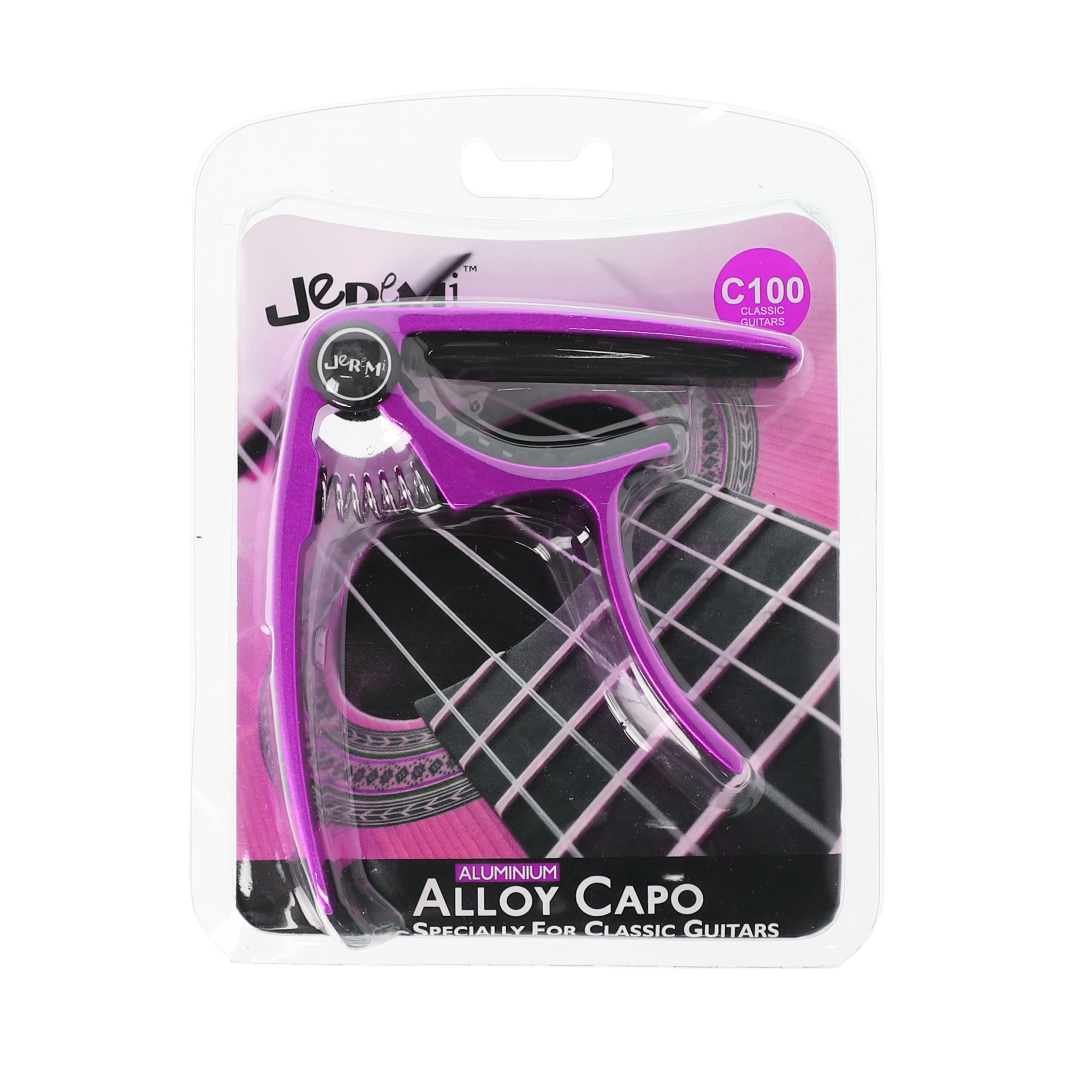 Kapodaster gitara klasyczna JEREMI C100 Fioletowy