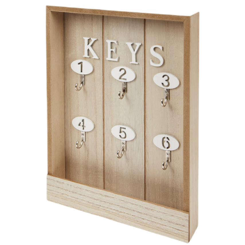 Skrzynka szafka wieszak na klucze 6 haczyków Home brązowa