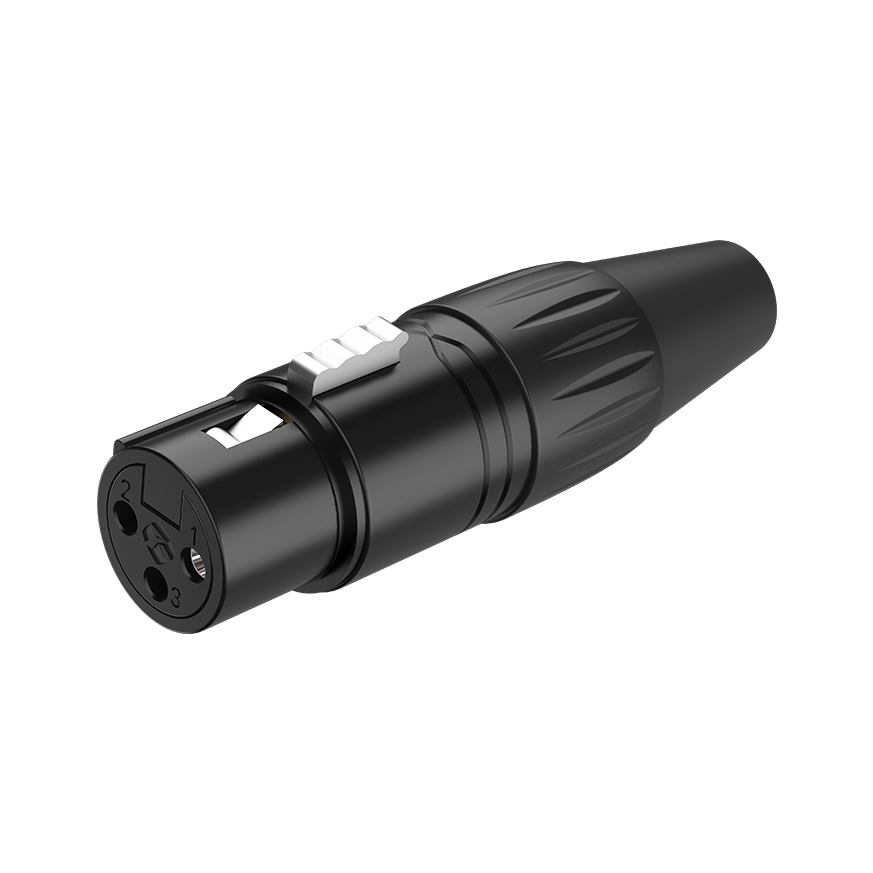 Wtyk wtyczka montażowe złącze XLR 3-pin Żeński Roxtone RX3FP-BT Czarny