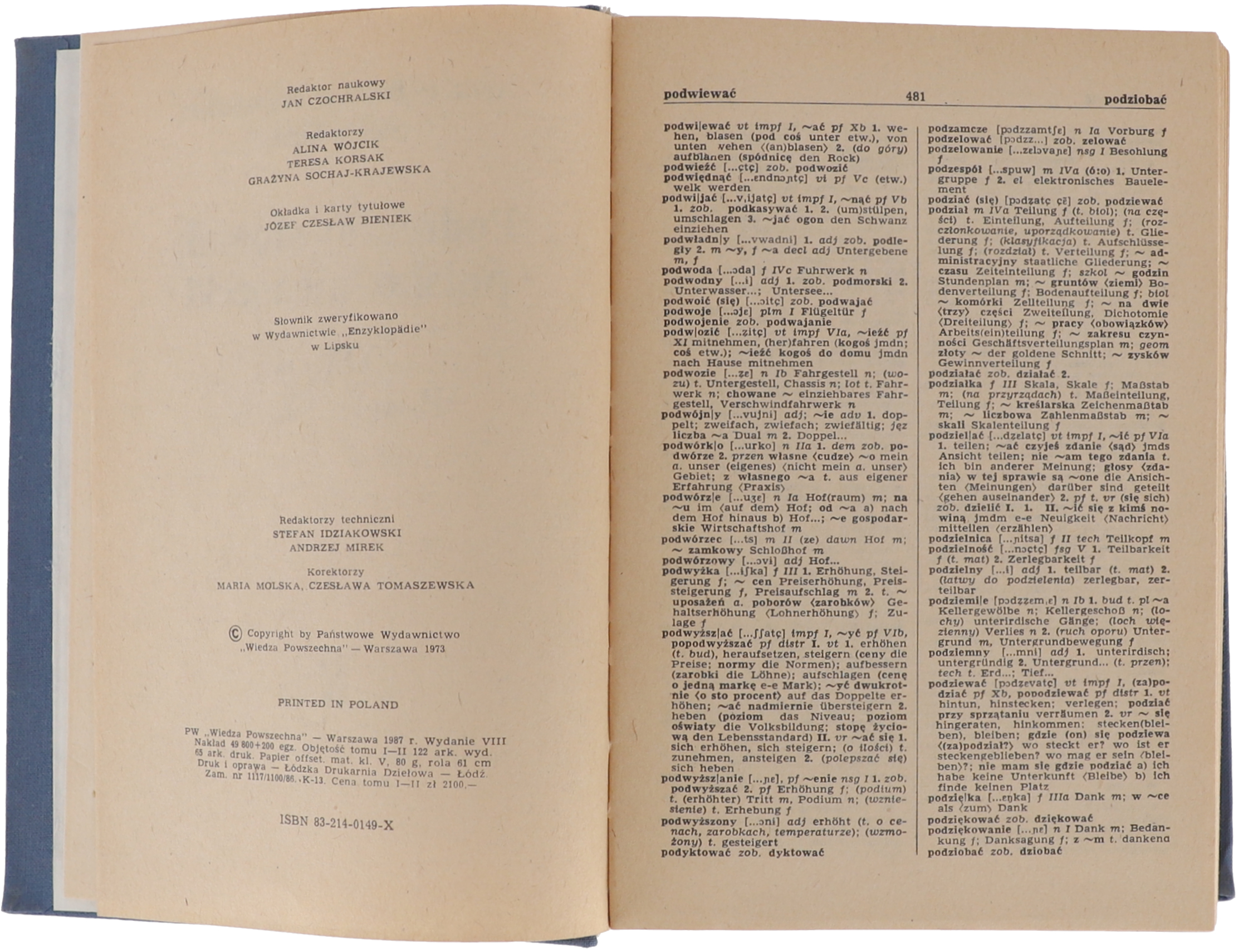 A.Bzdęga J. Chodera S. Kubica Podręczny słownik polsko-niemiecki Tom I i II