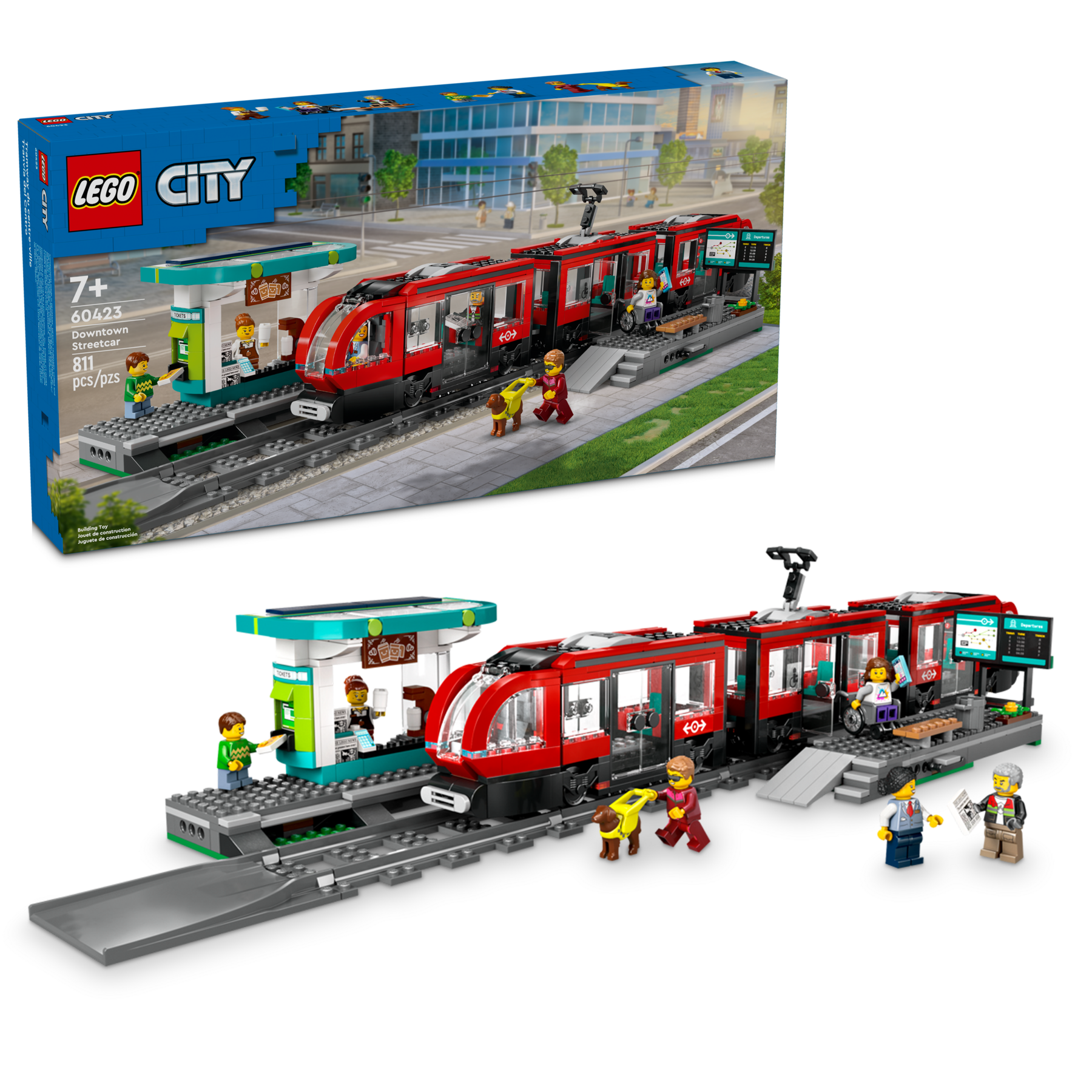 LEGO City 60423 Tramwaj miejski ze stacją - 811 elementów dla dzieci +7