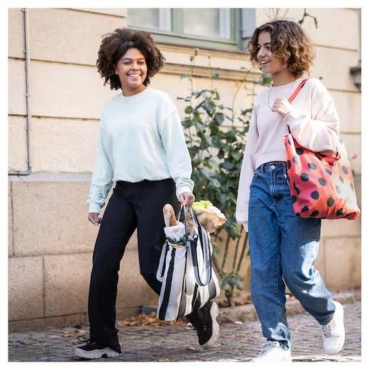 Torba na zakupy w paski czarnobiała Skynke IKEA