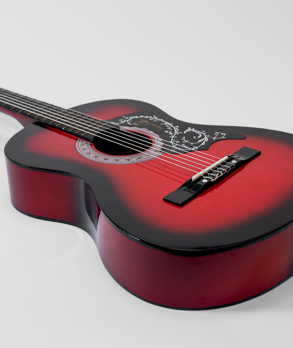 Gitara klasyczna 3/4 7/8 Vintage Czerwona od 12 lat dla dzieci i dorosłych