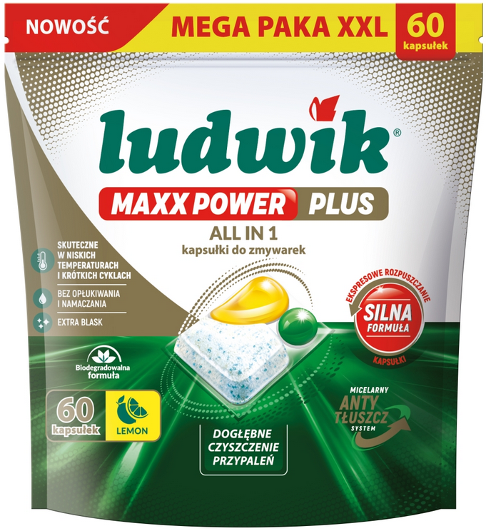 Skuteczne kapsułki tabletki do zmywarki Lemon Maxx Power Plus 60 szt Ludwik