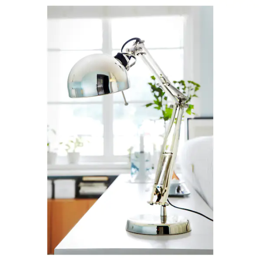 Lampka nocna biurkowa na biurko do czytania regulowana E14 IKEA FORSÅ srebrna