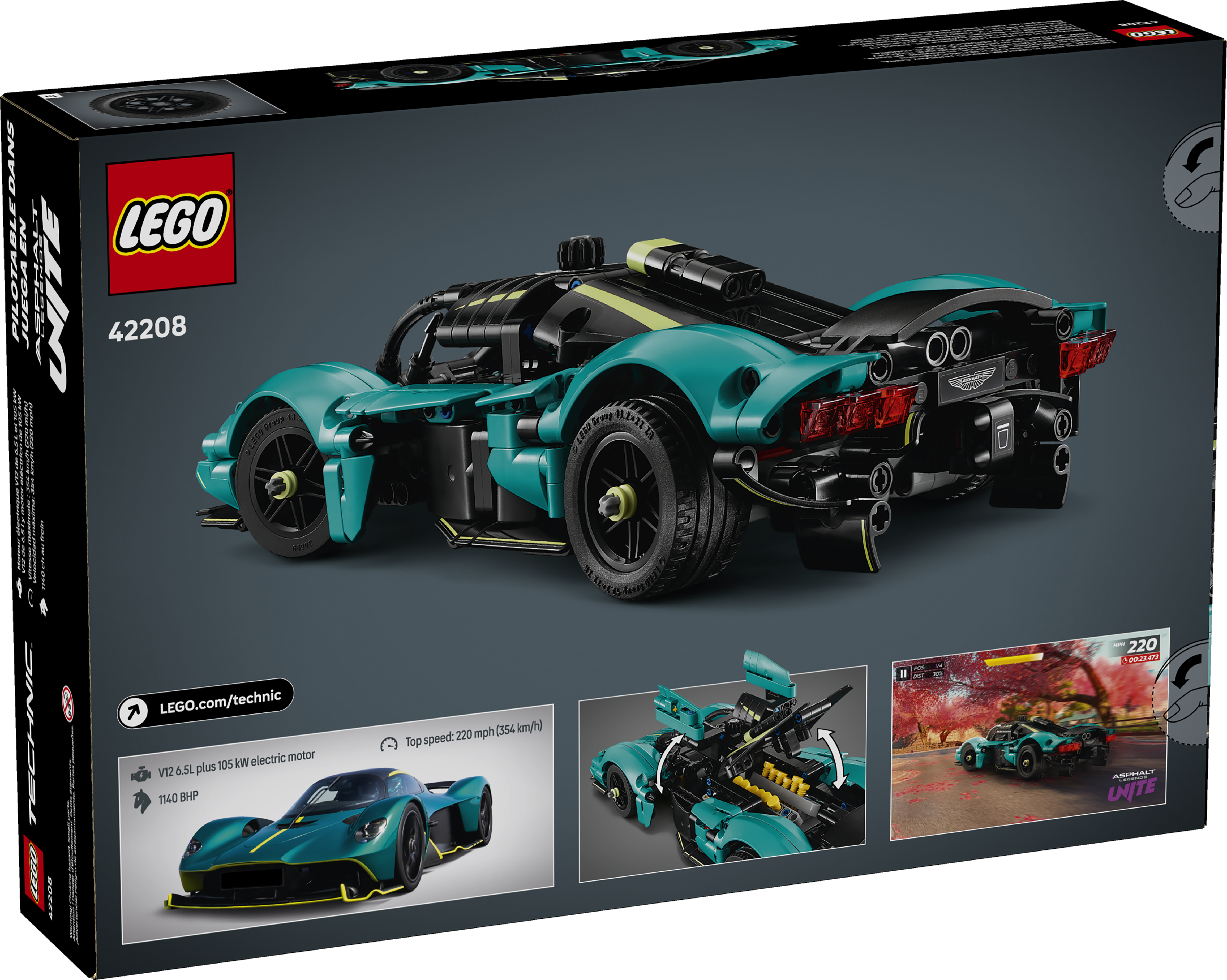 LEGO Technic 42208 Aston Martin Valkyrie - auto 707 elem. dla dzieci +9