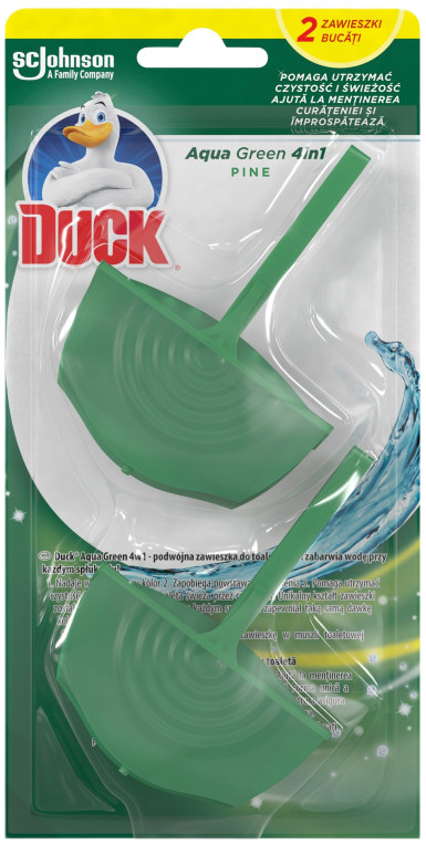 Duck WC Zawieszka do toalety 4w1 Aqua Green Pine 2 x 36g