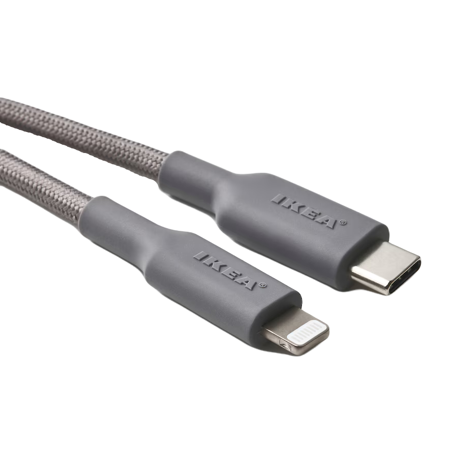 Kabel przewód USB-C Lightning MFi 3A 1,5m 480Mb/s szybki szary LILLHULT
