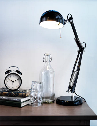 Lampka nocna biurkowa na biurko do czytania regulowana E14 IKEA FORSÅ czarna