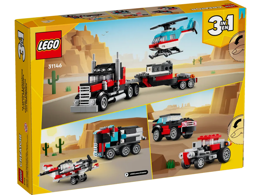 LEGO Creator 3w1 Tir ciężarówka z platformą i helikopterem 31146