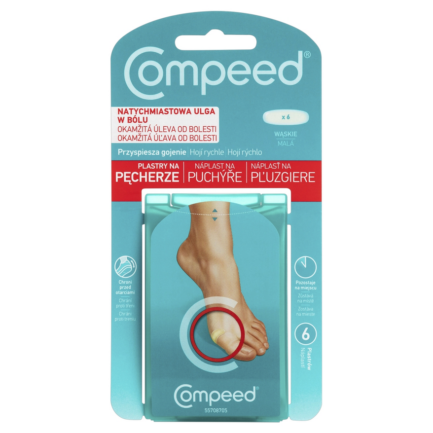 Plastry na pęcherze wąskie natychmiastowa ulga 6 szt Compeed