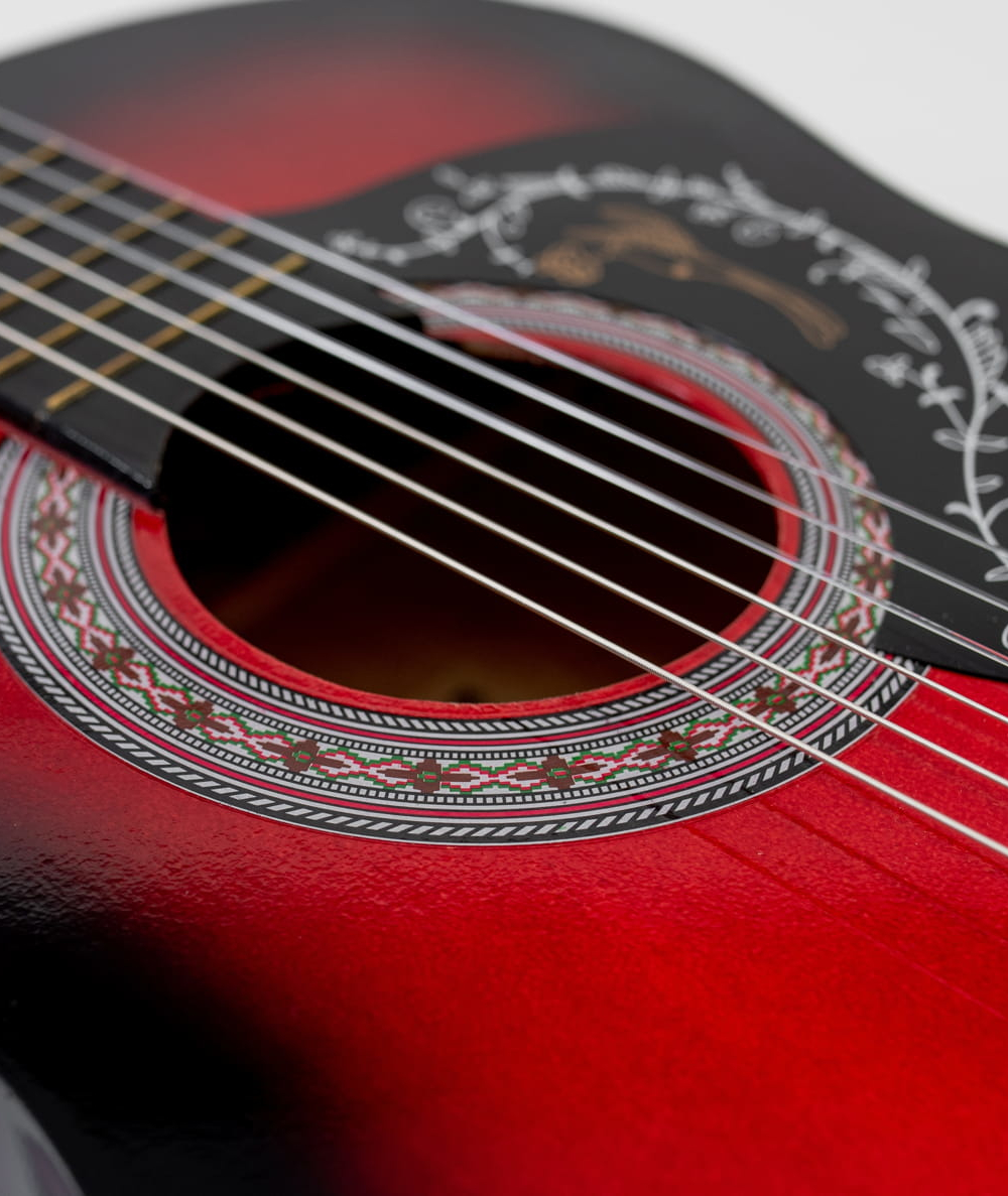 Gitara klasyczna 3/4 7/8 Vintage Czerwona od 12 lat dla dzieci i dorosłych