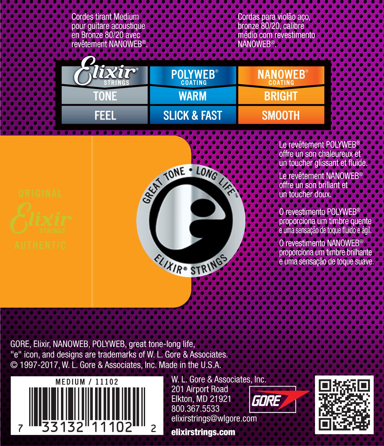 Struny do gitary akustycznej Elixir 11102 80/20 Bronze NANOWEB 13-56