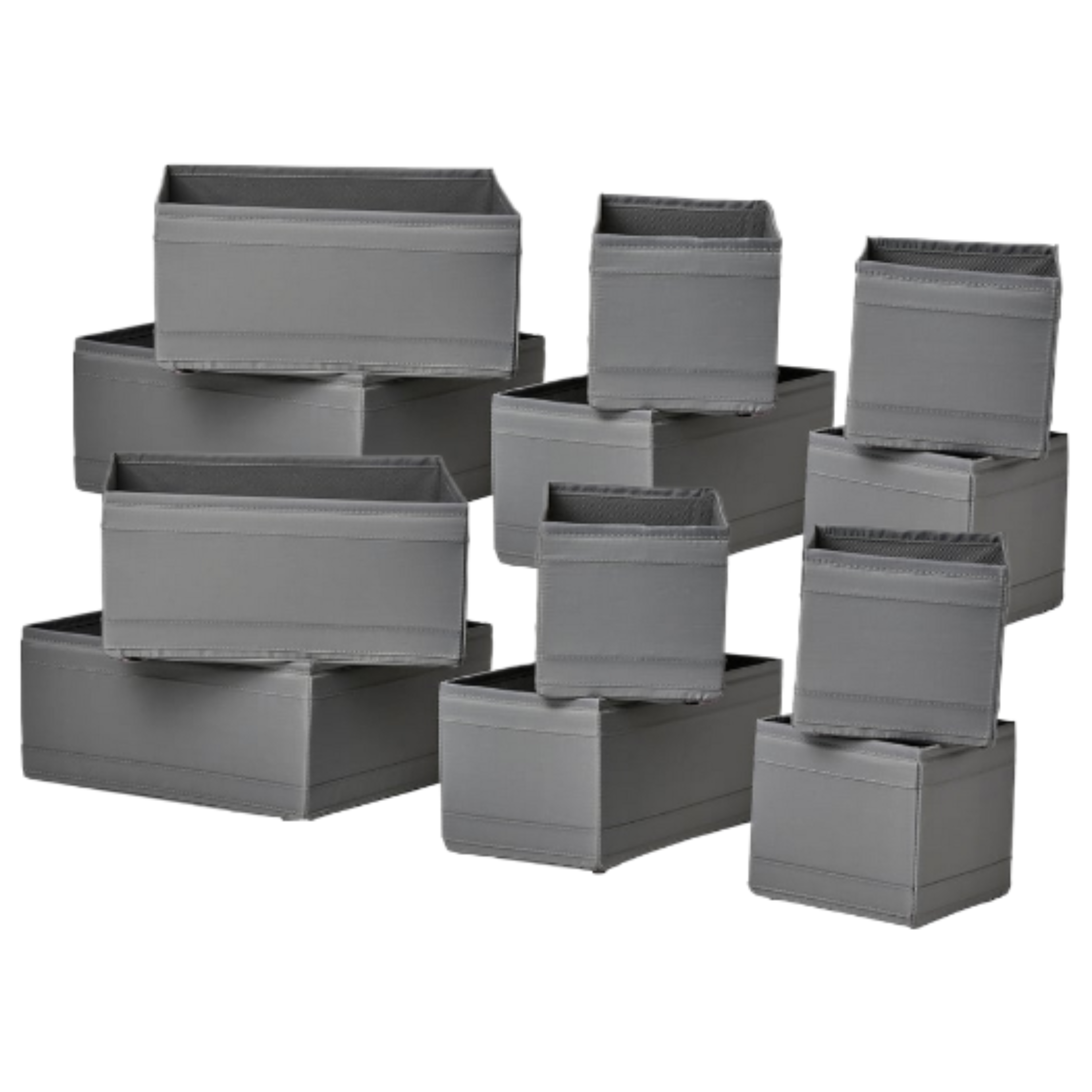 Komplet pojemników organizerów do szuflady szafy 12 szt IKEA SKUBB szare