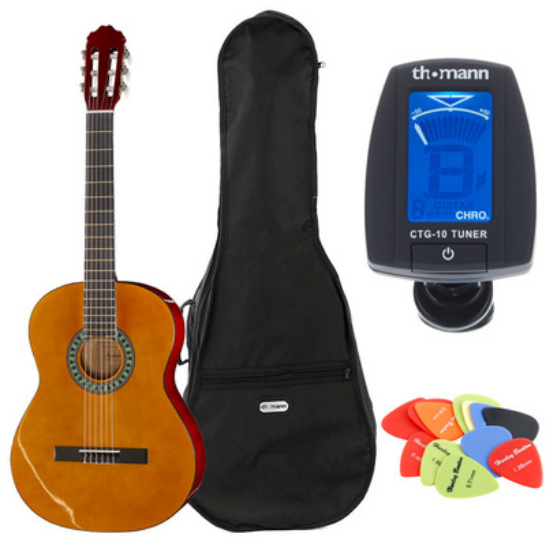 Gitara klasyczna Startone CG-851 4/4 od 12lat Pokrowiec Tuner Kostki ZESTAW