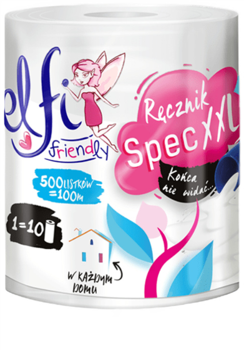 Ręcznik papierowy elfi Spec XXL uniwersalny 2-warstwowy 500 listków 100m