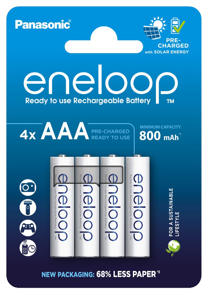 Cienkie paluszki akumulatorki baterie Panasonic eneloop AAA R3 800mAH 4 szt.