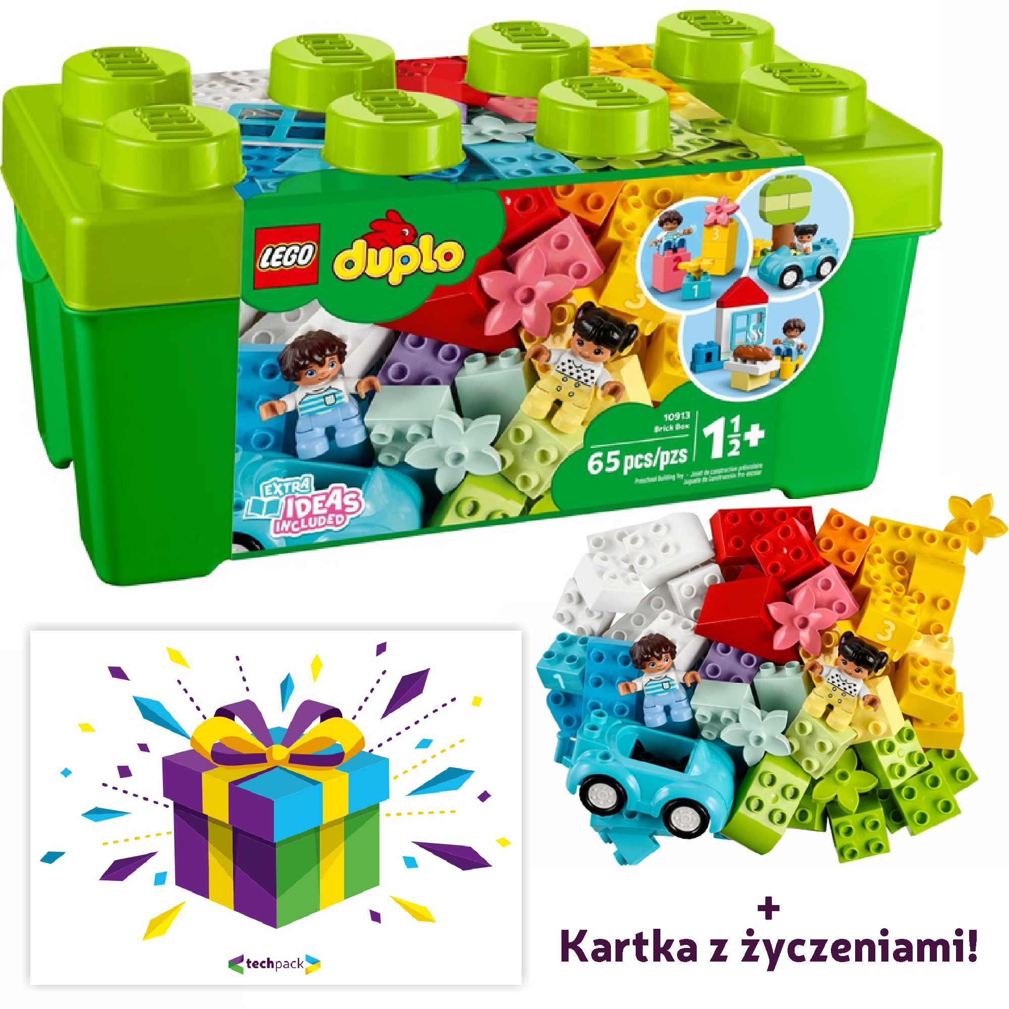 LEGO DUPLO Pudełko z klockami dziecko +1,5 roku 10913 KARTKA Z ŻYCZENIAMI