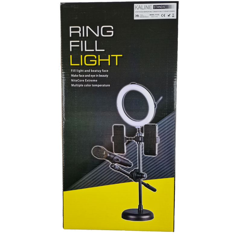 Statyw na mikrofon smartfon lampa LED Ring do telefonu Kaline R-123