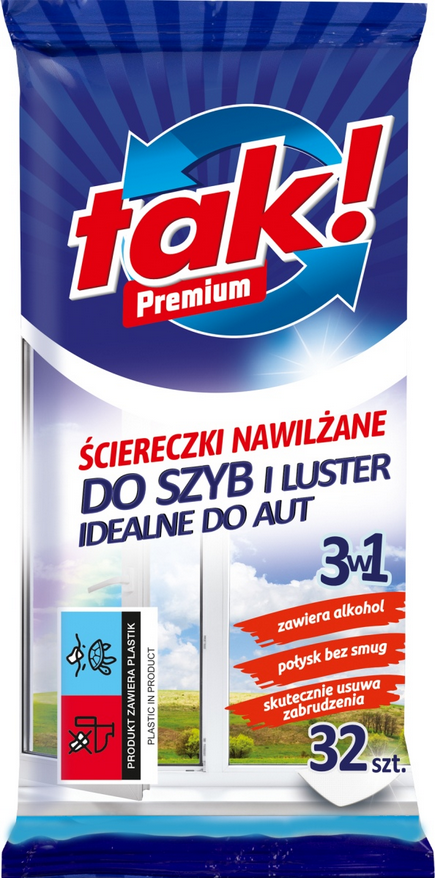 Skuteczne chusteczki ściereczki nawilżane do szyb luster aut 32 szt TAK!