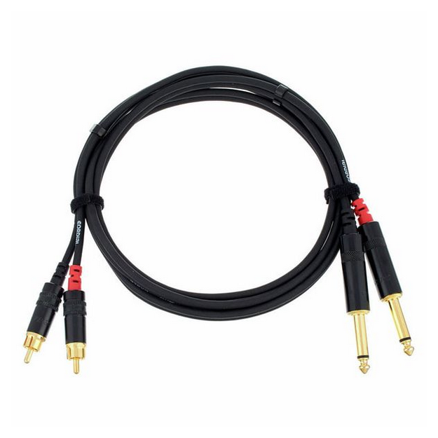 Kabel przewód audio pozłacany 2x RCA Cinch Jack 6,3 mm 1,5 m Cordial CFU PC