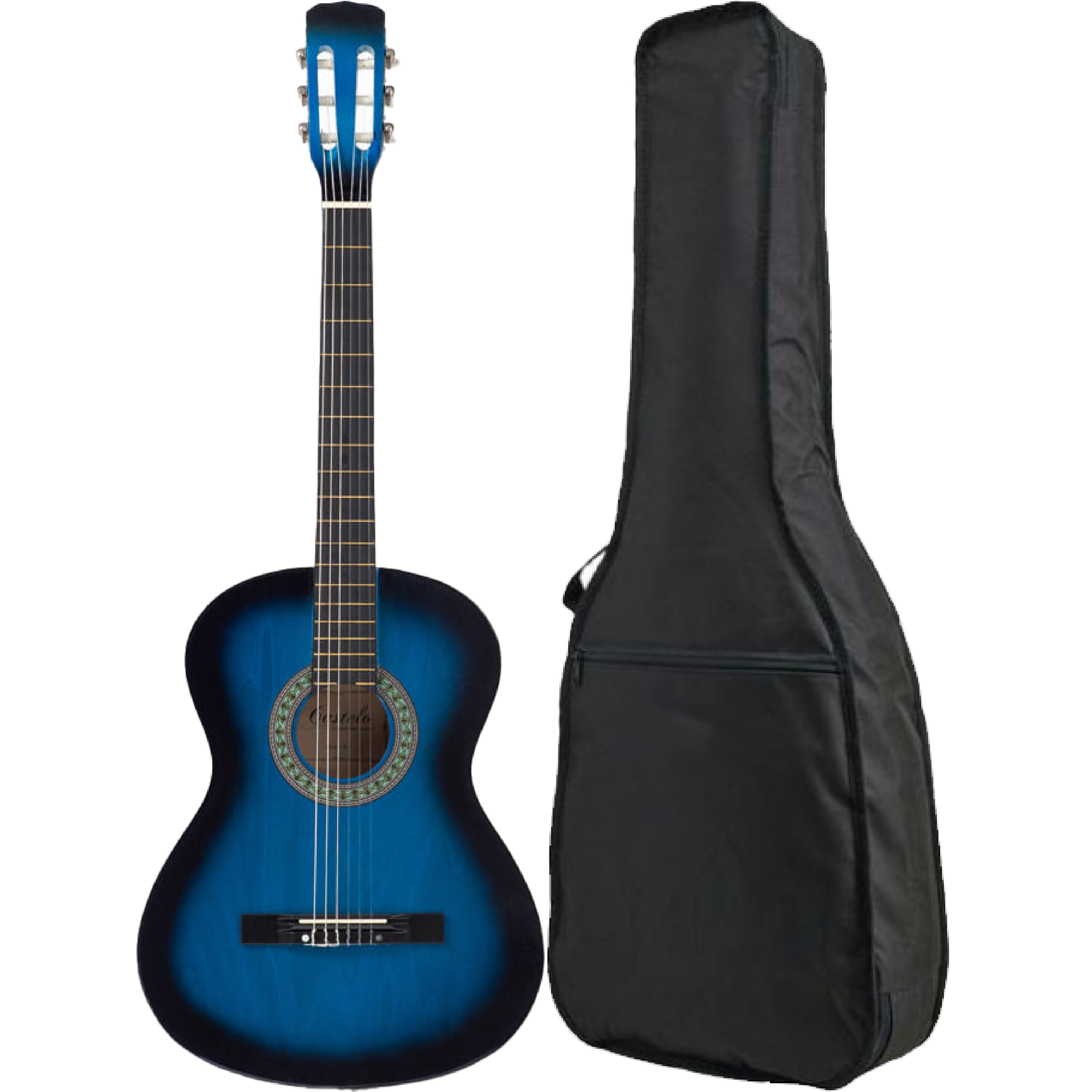 Gitara klasyczna Castelo 4/4 Niebieska od 12 lat dla dorosłych Pokrowiec