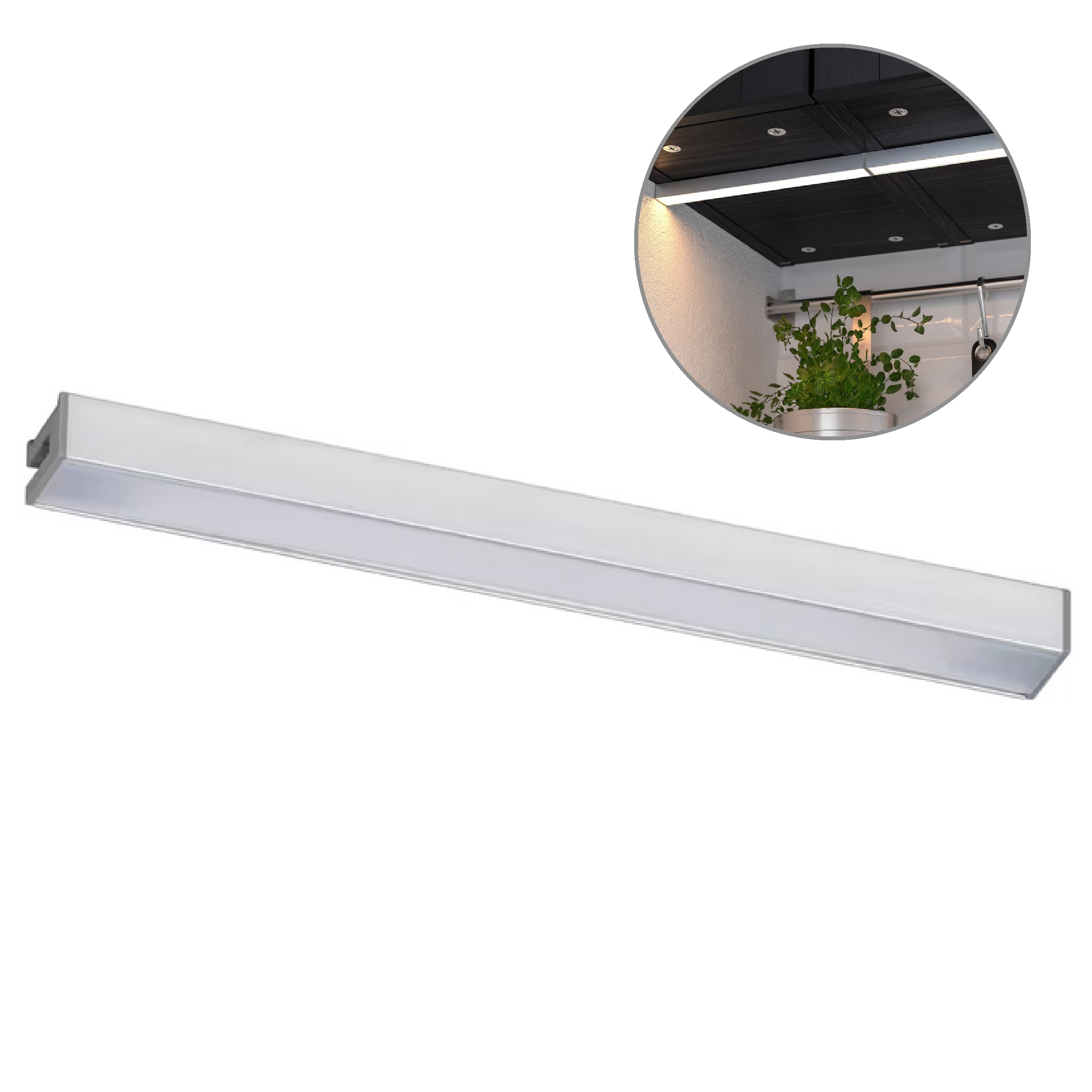 Listwa taśma oświetleniowa blatu kuchennego szafek Ściemniana 20 cm MITTLED srebrny