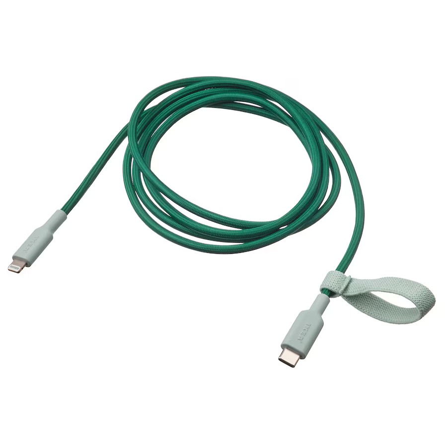 Kabel przewód USB-C Lightning MFi 3A 1,5m 480Mb/s szybki LILLHULT zielony