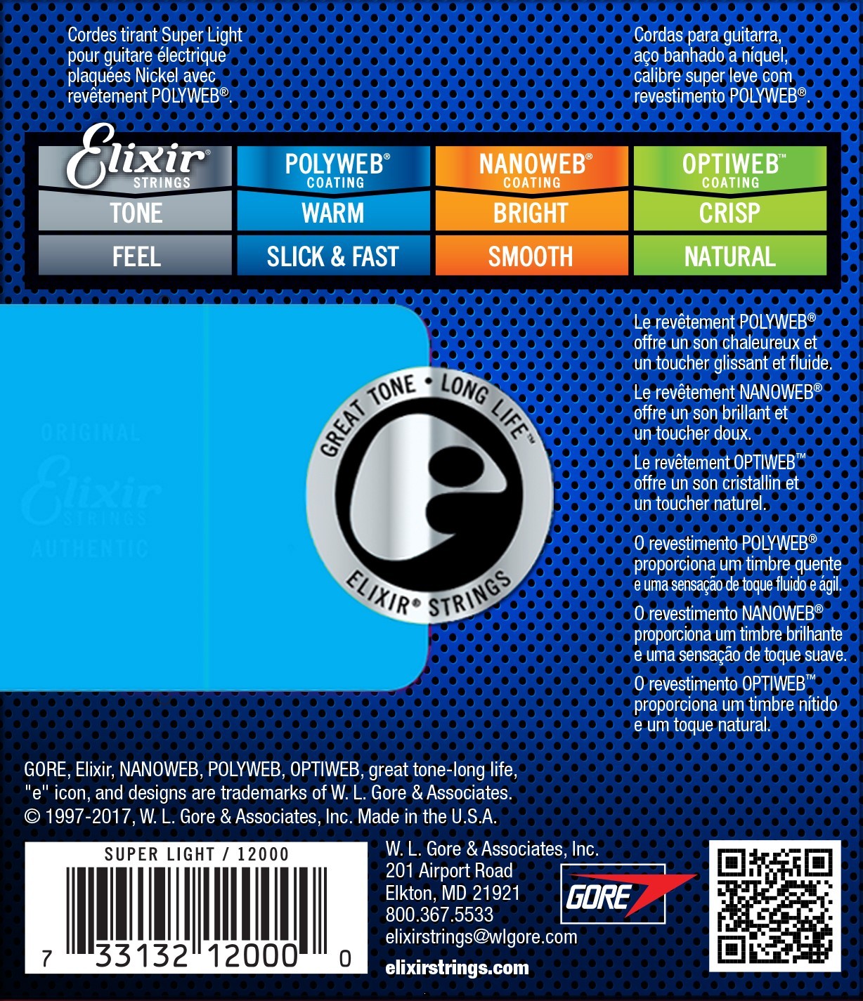 Struny do gitary elektrycznej Elixir 12000 Nickel POLYWEB Coating 9-42