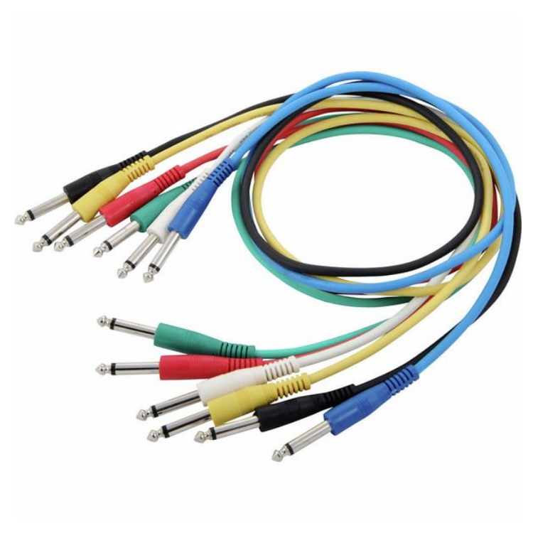 Kable do krosownicy Patch Set Eurorack Jack 6,3 mm mono 90 cm 6 szt.