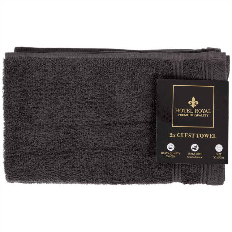 Ręcznik dla gości mały bawełniany 550 g/m2 30x50 cm antracytowy - 2 szt.