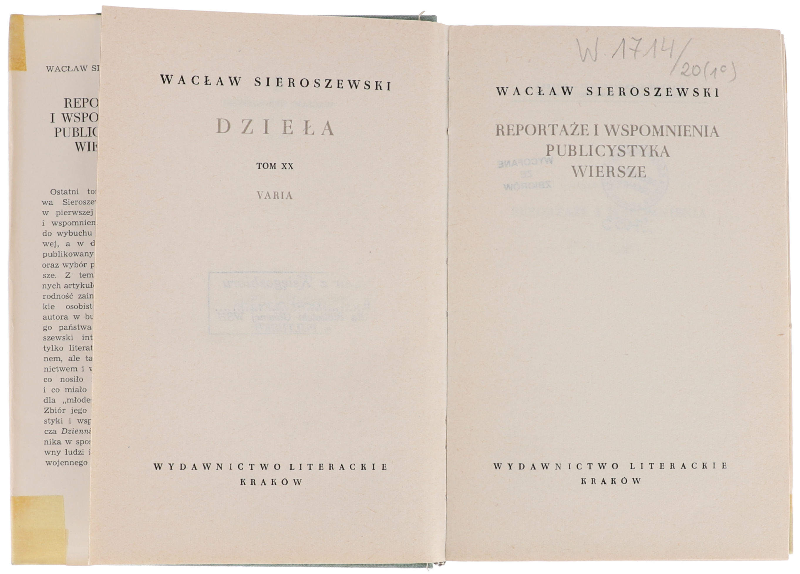 Sieroszewski Reportaże i wspomnienia DziełaXX 1963