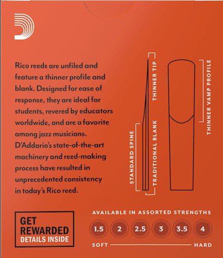 Stroik klarnet Bb 2,5 RICO Daddario RCA1025 1 szt.