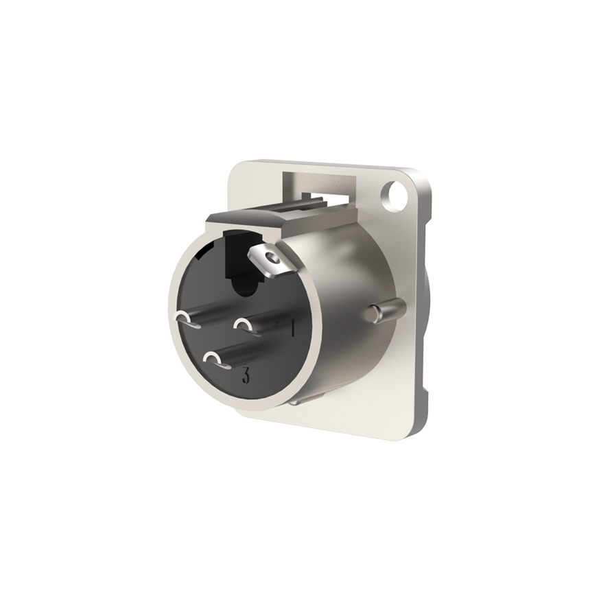 Gniazdo tablicowe panelowe montażowe złącze XLR 3-pin Męski RX3MD-NS Srebro