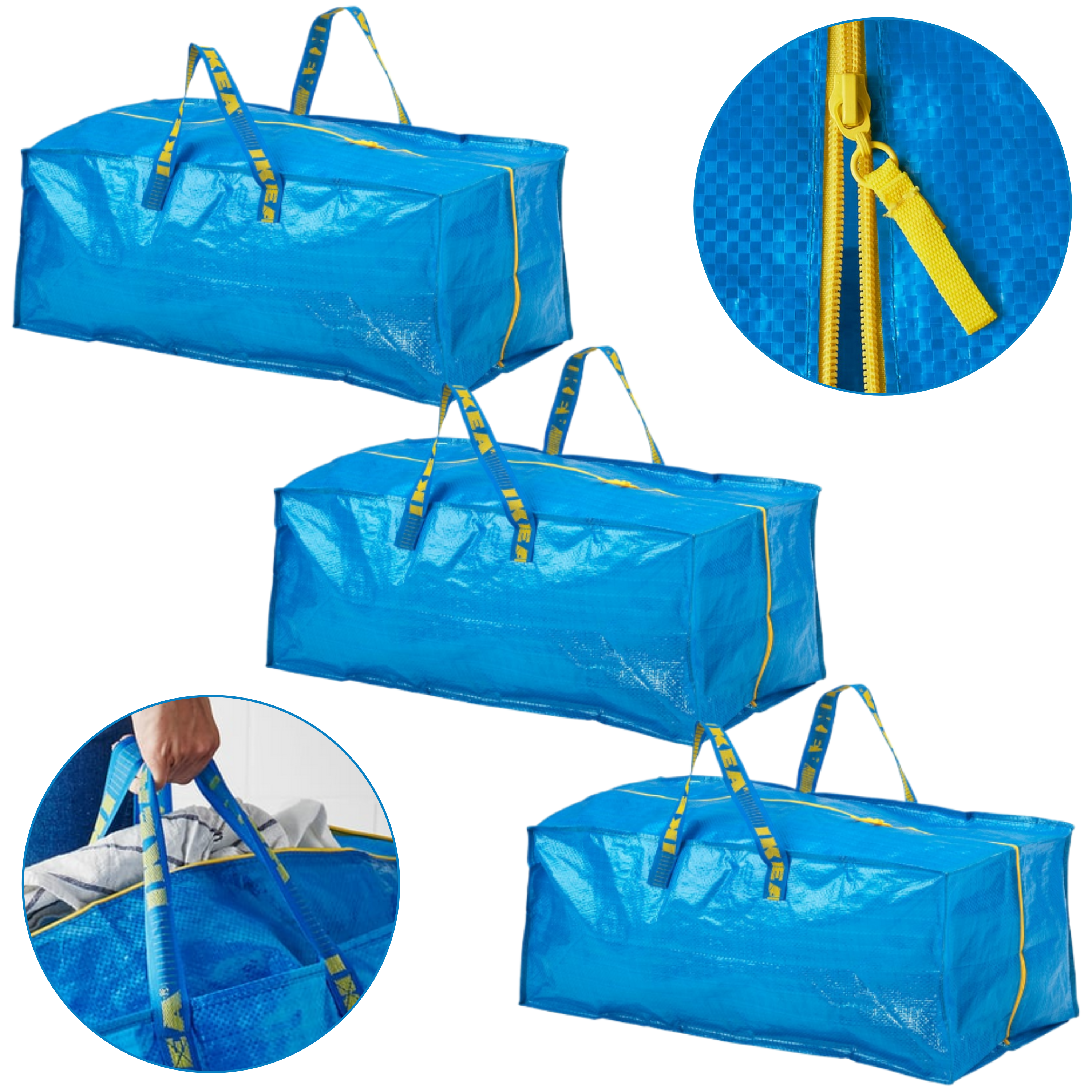 Torba na zakupy pranie basen plażę duża ZESTAW 3szt IKEA FRAKTA do 25kg 76L